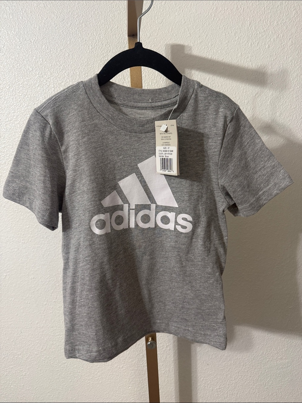 adidas Grey Kids Short Sleeve Logo Tee- 3T